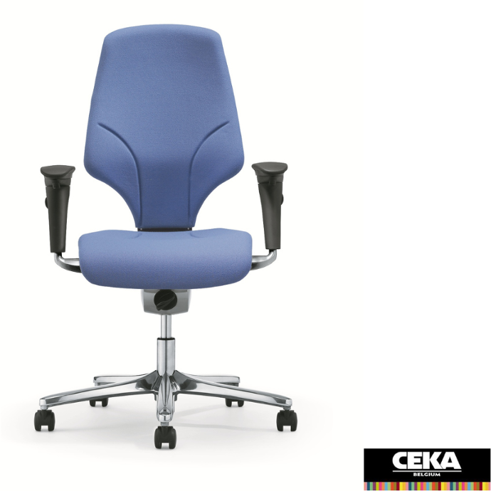 siège ergonomique Giroflex 64 accoudoirs tissu bleu