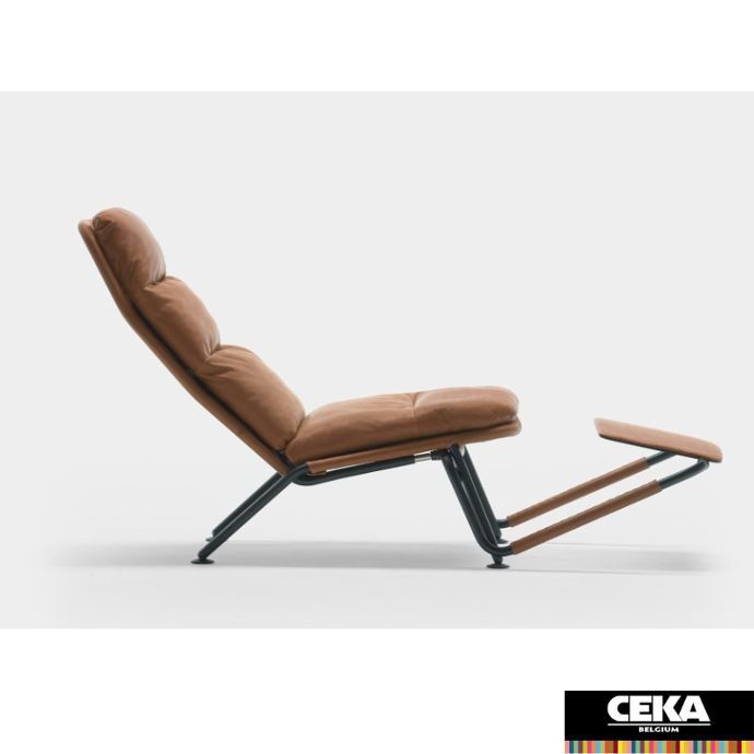 Kontrapunkt chaise avec rpose pied en cuir prostoria